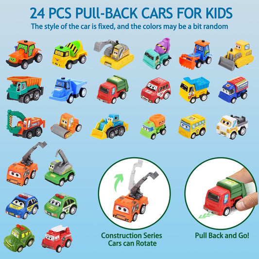 2025 Year Christmas Countdown Calendar for Boys with 24-Day Surprise and Pull-Back Car Set