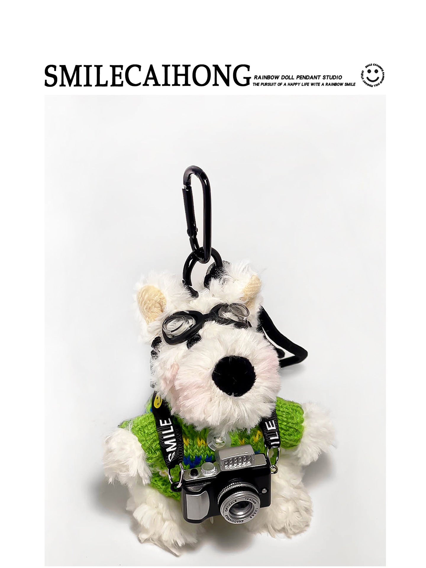 Original Cute Camera West Highland Cartoon Puppy Plush Pendant Bag Charm Doll Keychain Creative Gift