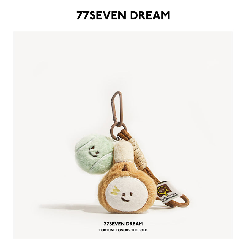 Cute Badminton Tennis Doll Keychain Plush Doll School Bag Pendant Student Couple Gift Bag Pendant