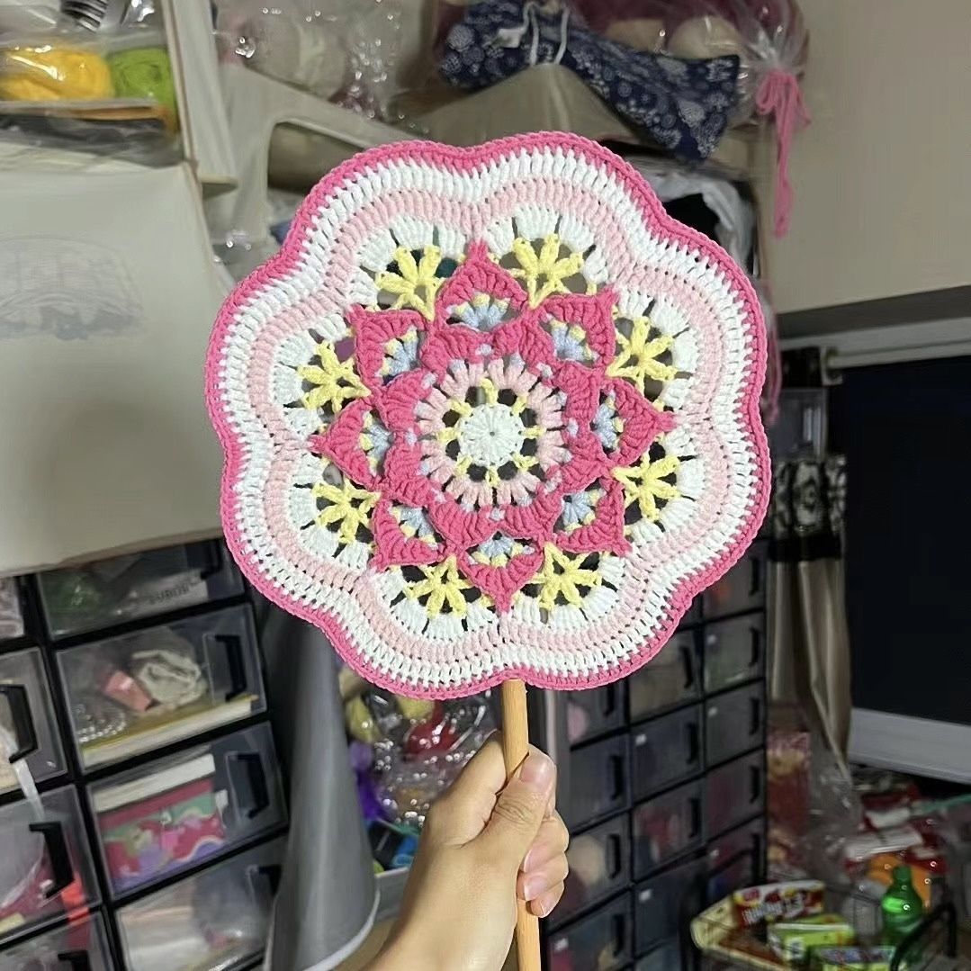 Crochet Knitting Yarn Ancient Style Round Fan DIY Kit Handmade