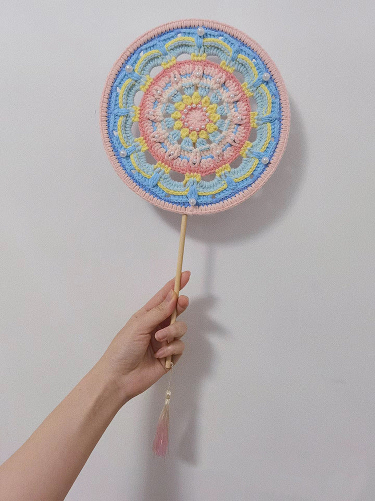Crochet Knitting Yarn Ancient Style Round Fan DIY Kit Handmade