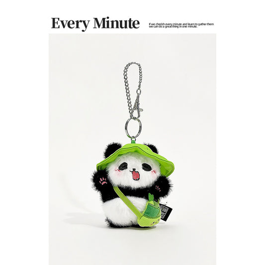 Cartoon Outing Bamboo Shoot Backpack Giant Panda Plush Doll Pendant Cute Couple Backpack Small Pendant Wholesale Gift