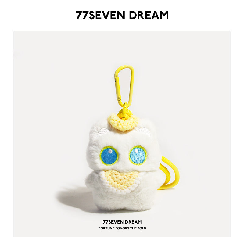 Squeaky Little Black Cat Super Cute Cartoon Plush Backpack Pendant Dopamine Bib Hanging Decoration Keychain Trendy Couple