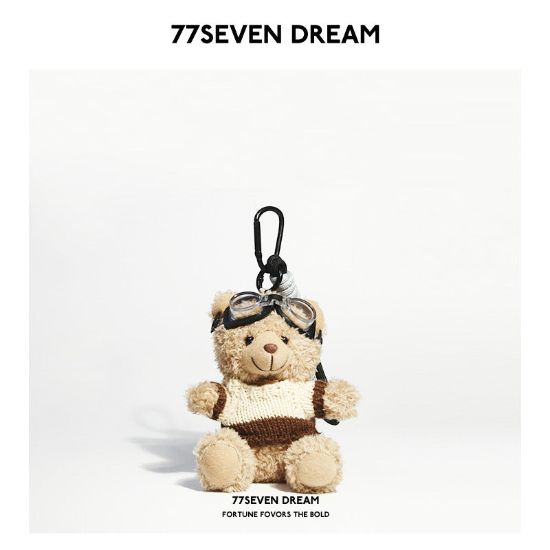 Brown Bear Backpack Pendant Backpack Car Keychain Plush Doll Junior High School Girls Small Accessories Gift Trendy