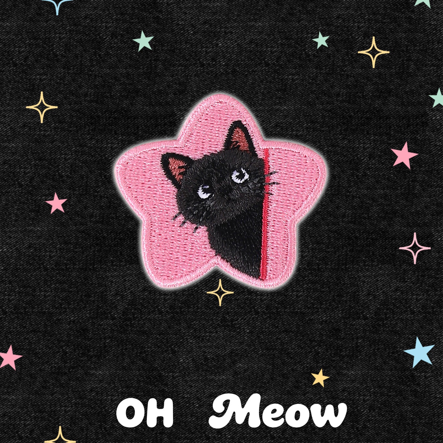 Original Copyright Cute Kitten Embroidery Sticker Self-Adhesive Fabric Patch Sticker