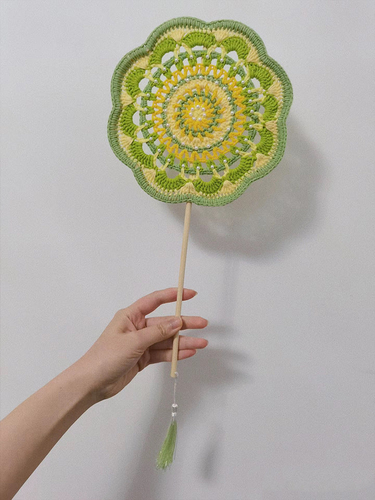 Crochet Knitting Yarn Ancient Style Round Fan DIY Kit Handmade