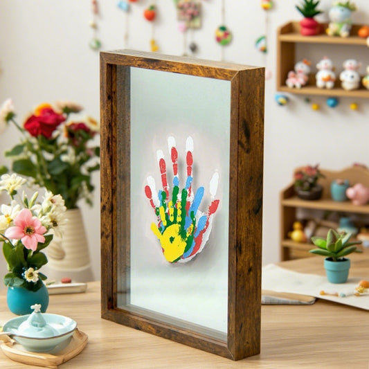 Parent-Child Set Four Five Slot Wooden Handprint Frame Perfect for Couple and Family