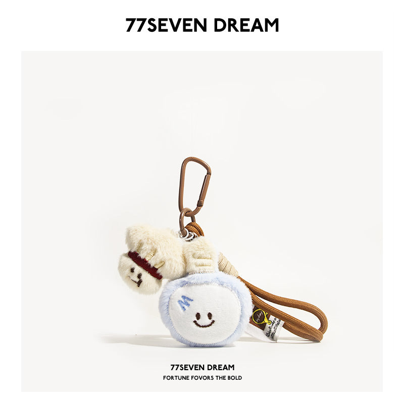 Cute Badminton Tennis Doll Keychain Plush Doll School Bag Pendant Student Couple Gift Bag Pendant