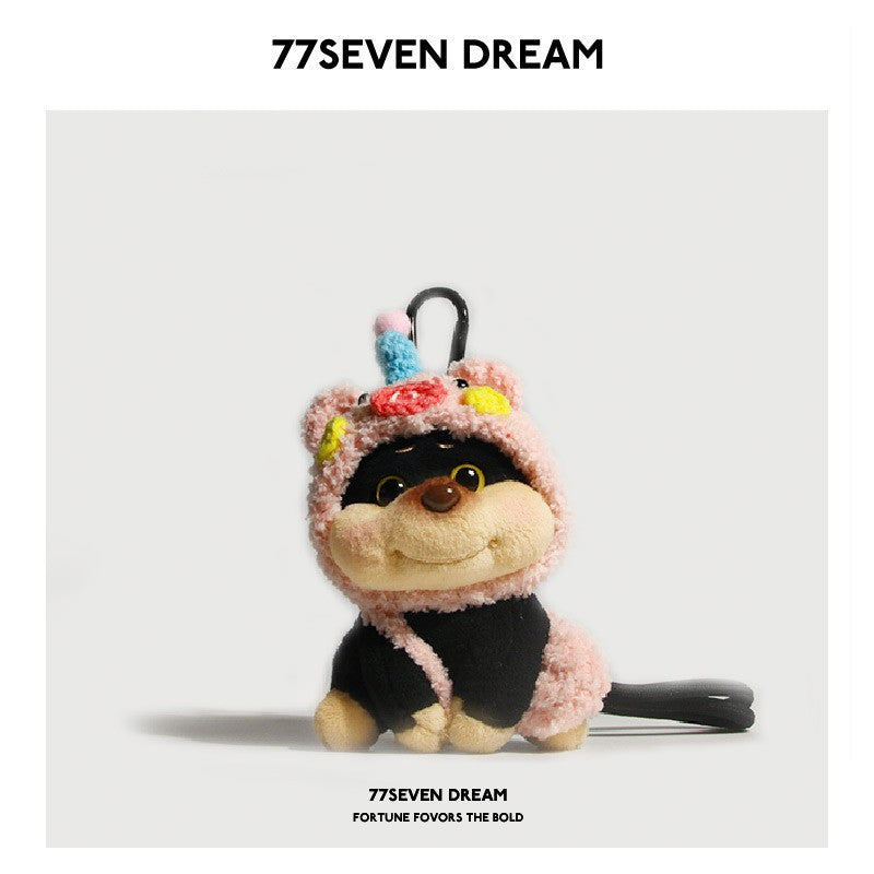 Original Bee Swollen Face Puppy Plush Backpack Pendant Cute Doll Exquisite Ornament Car Keychain Creative