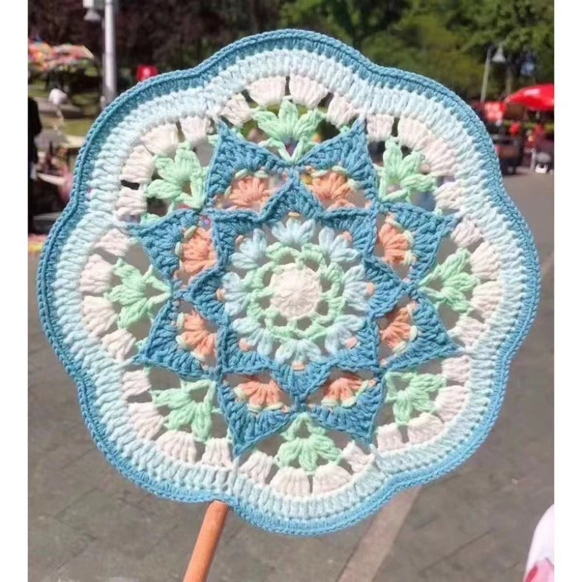Crochet Knitting Yarn Ancient Style Round Fan DIY Kit Handmade