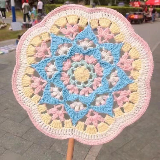 Crochet Knitting Yarn Ancient Style Round Fan DIY Kit Handmade