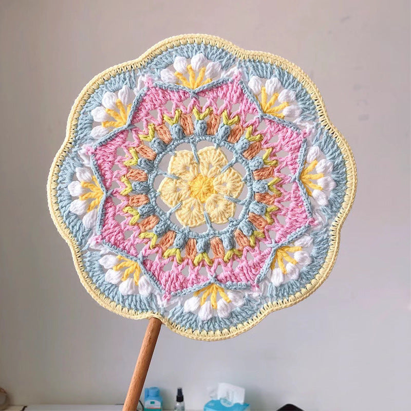 Crochet Knitting Yarn Ancient Style Round Fan DIY Kit Handmade