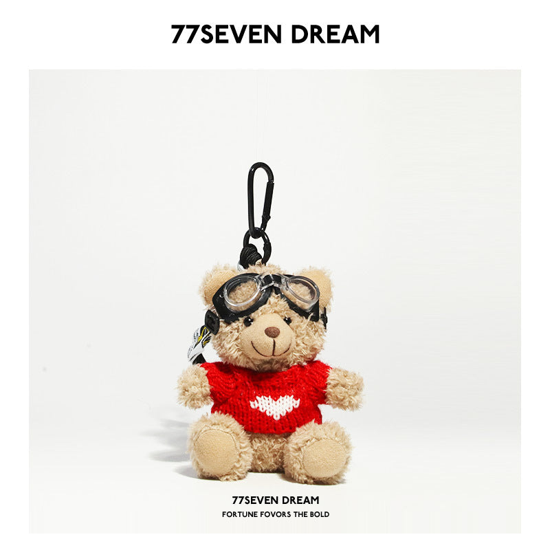 Brown Bear Backpack Pendant Backpack Car Keychain Plush Doll Junior High School Girls Small Accessories Gift Trendy