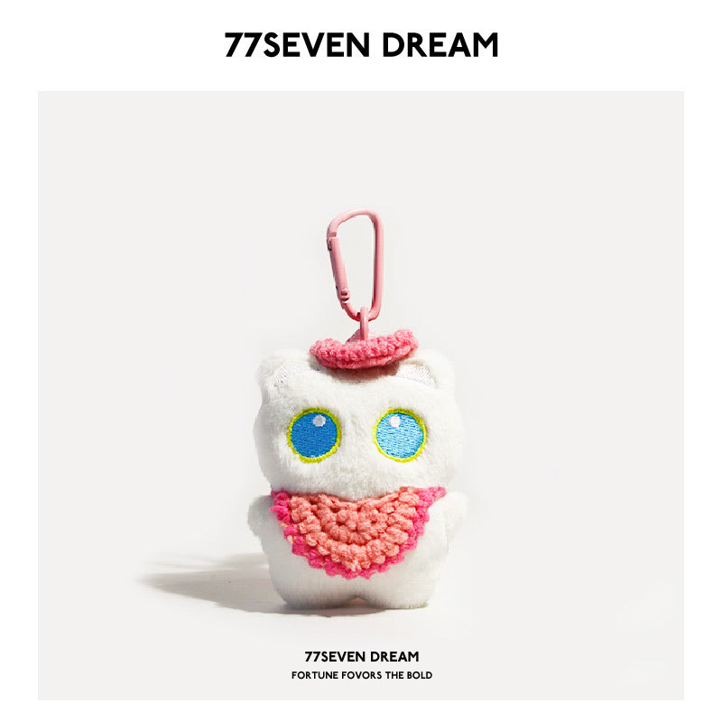 Squeaky Little Black Cat Super Cute Cartoon Plush Backpack Pendant Dopamine Bib Hanging Decoration Keychain Trendy Couple