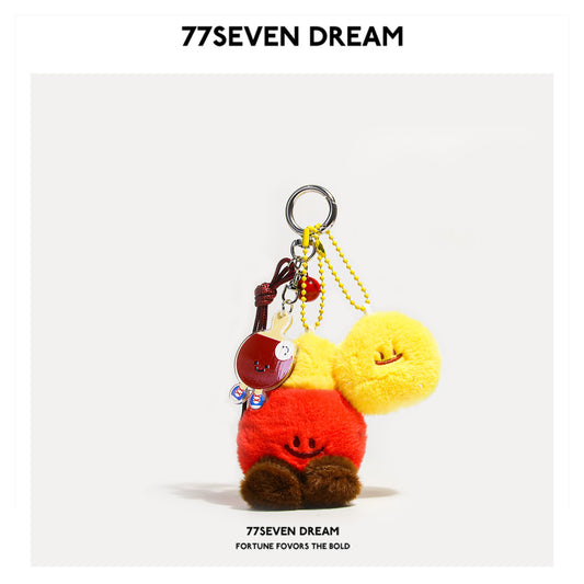 Cute Badminton Tennis Doll Keychain Plush Doll School Bag Pendant Student Couple Gift Bag Pendant