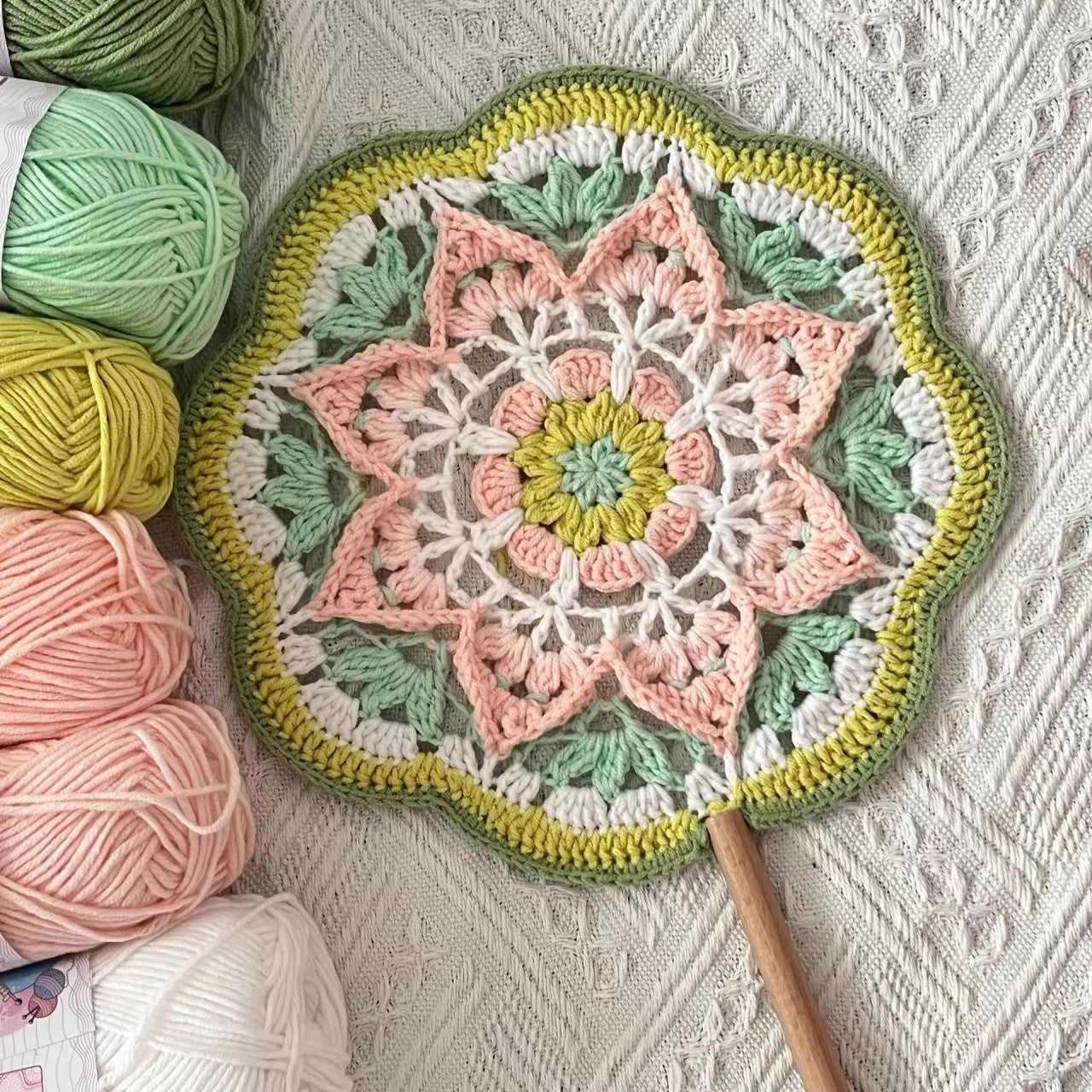 Crochet Knitting Yarn Ancient Style Round Fan DIY Kit Handmade