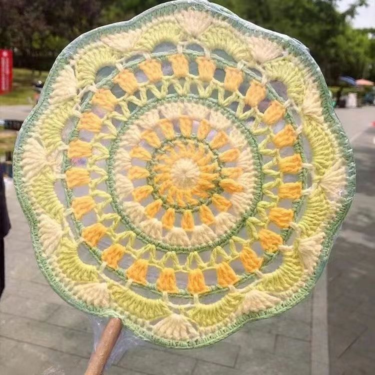 Crochet Knitting Yarn Ancient Style Round Fan DIY Kit Handmade