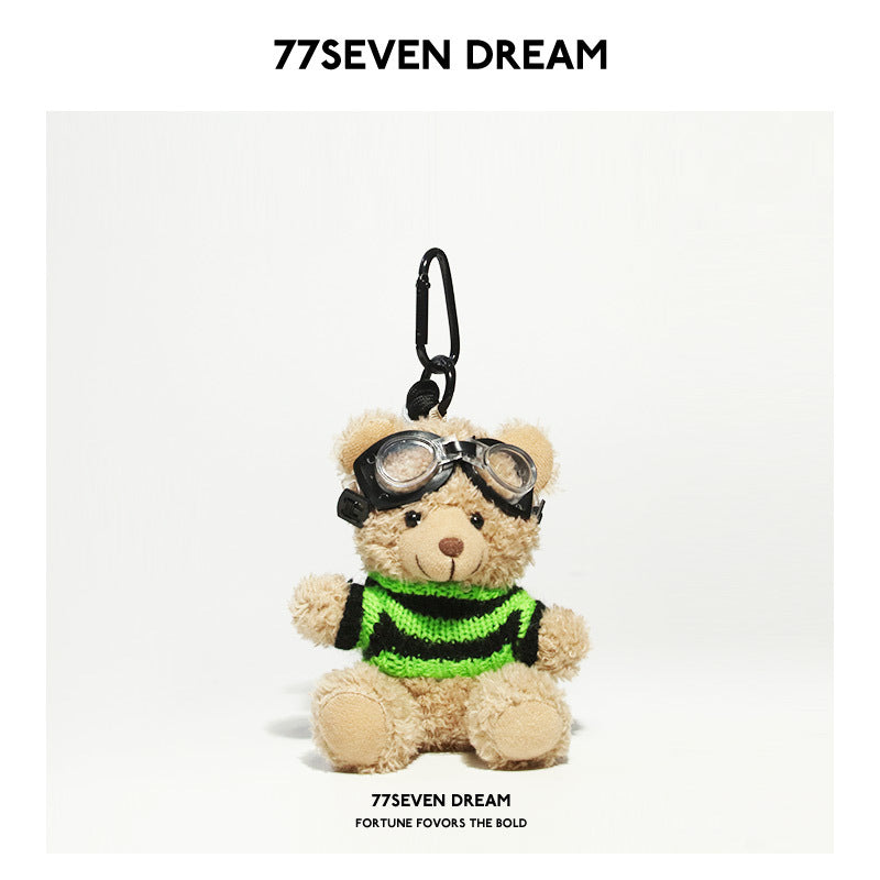 Brown Bear Backpack Pendant Backpack Car Keychain Plush Doll Junior High School Girls Small Accessories Gift Trendy