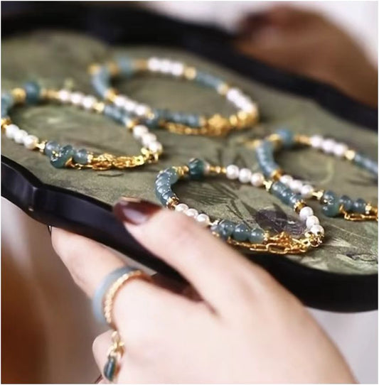 New Chinese Style Blue Water Pearl || Good Fortune Unending Bracelet