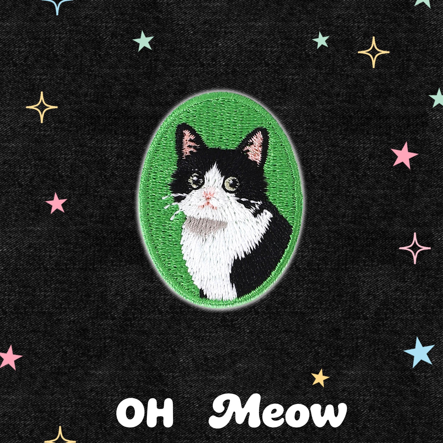 Original Copyright Cute Kitten Embroidery Sticker Self-Adhesive Fabric Patch Sticker