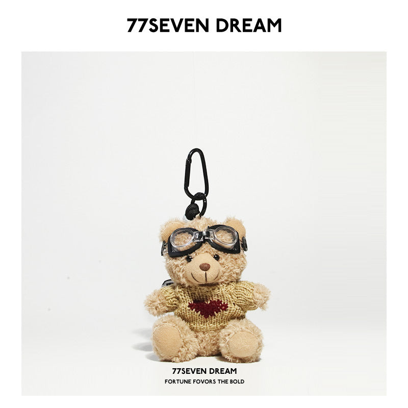 Brown Bear Backpack Pendant Backpack Car Keychain Plush Doll Junior High School Girls Small Accessories Gift Trendy