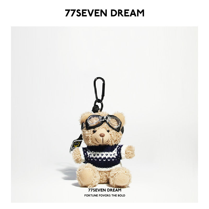 Brown Bear Backpack Pendant Backpack Car Keychain Plush Doll Junior High School Girls Small Accessories Gift Trendy