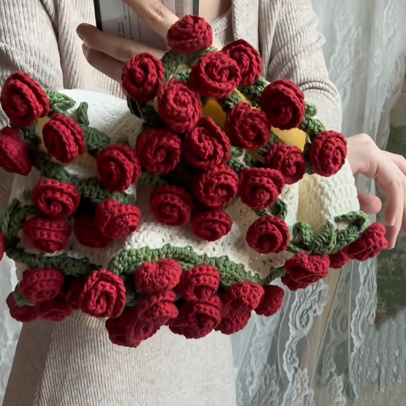Rose Bouquet Blanket Hand-Knitted DIY Kit Yarn Ball Crochet Flower Blanket Crochet Lily of the Valley