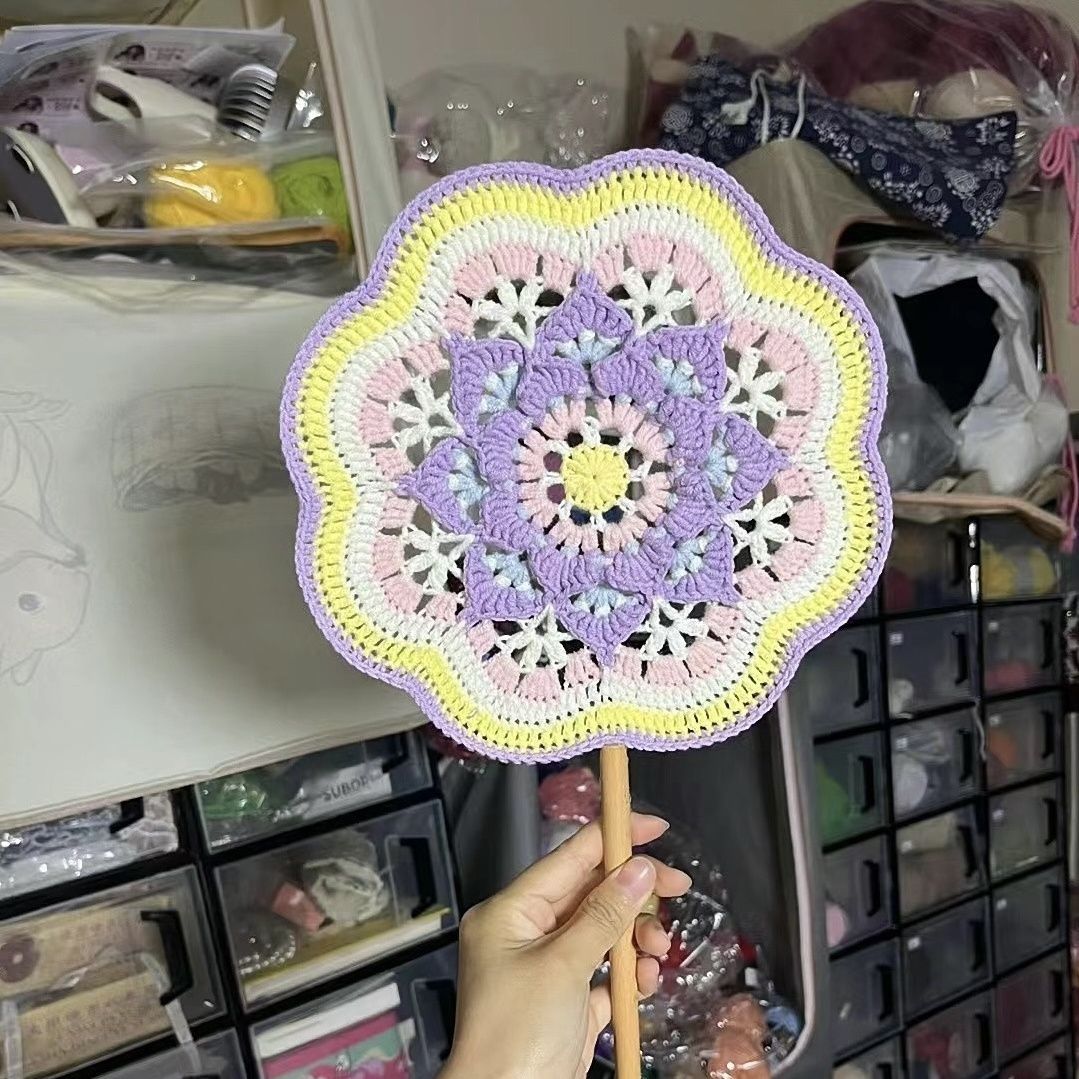 Crochet Knitting Yarn Ancient Style Round Fan DIY Kit Handmade