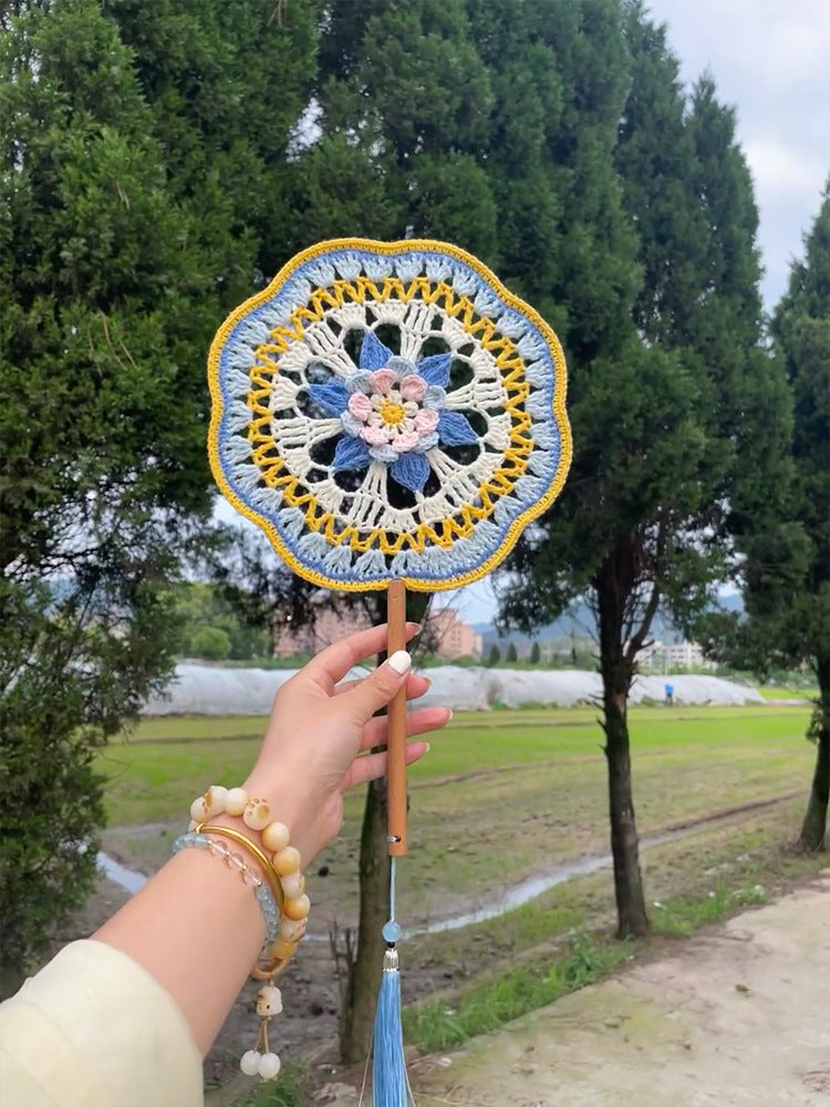 Crochet Knitting Yarn Ancient Style Round Fan DIY Kit Handmade