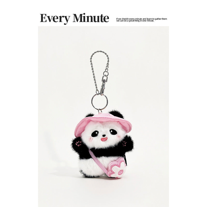 Cartoon Outing Bamboo Shoot Backpack Giant Panda Plush Doll Pendant Cute Couple Backpack Small Pendant Wholesale Gift