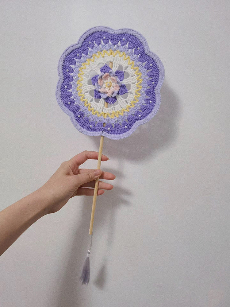 Crochet Knitting Yarn Ancient Style Round Fan DIY Kit Handmade