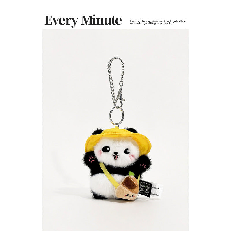 Cartoon Outing Bamboo Shoot Backpack Giant Panda Plush Doll Pendant Cute Couple Backpack Small Pendant Wholesale Gift