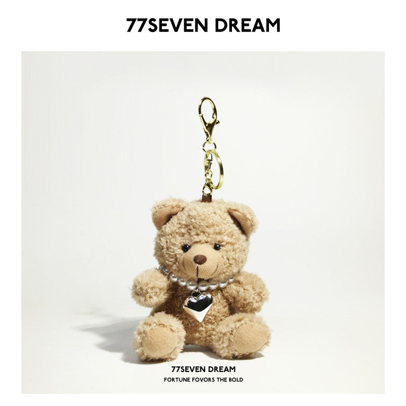 Brown Bear Backpack Pendant Backpack Car Keychain Plush Doll Junior High School Girls Small Accessories Gift Trendy