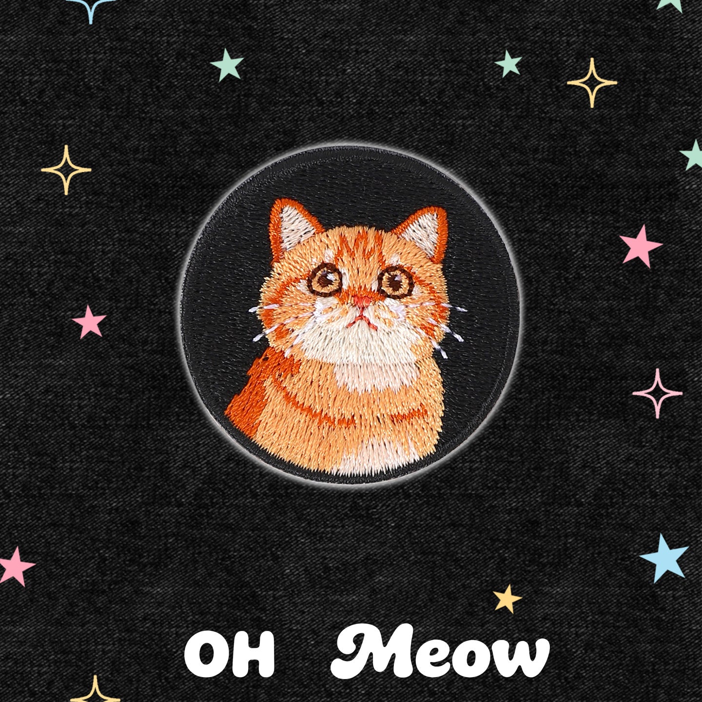 Original Copyright Cute Kitten Embroidery Sticker Self-Adhesive Fabric Patch Sticker