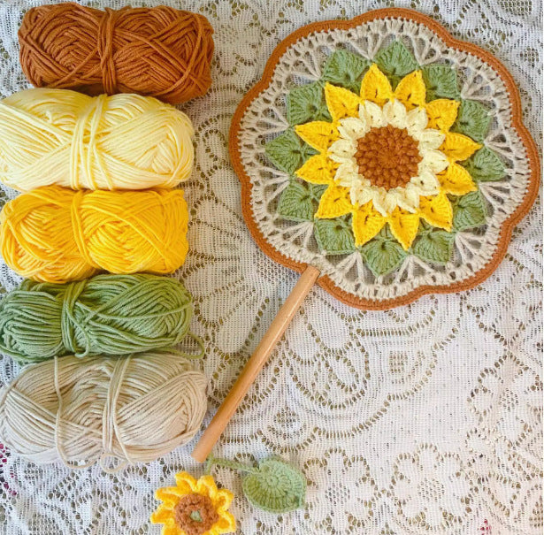 Crochet Knitting Yarn Ancient Style Round Fan DIY Kit Handmade