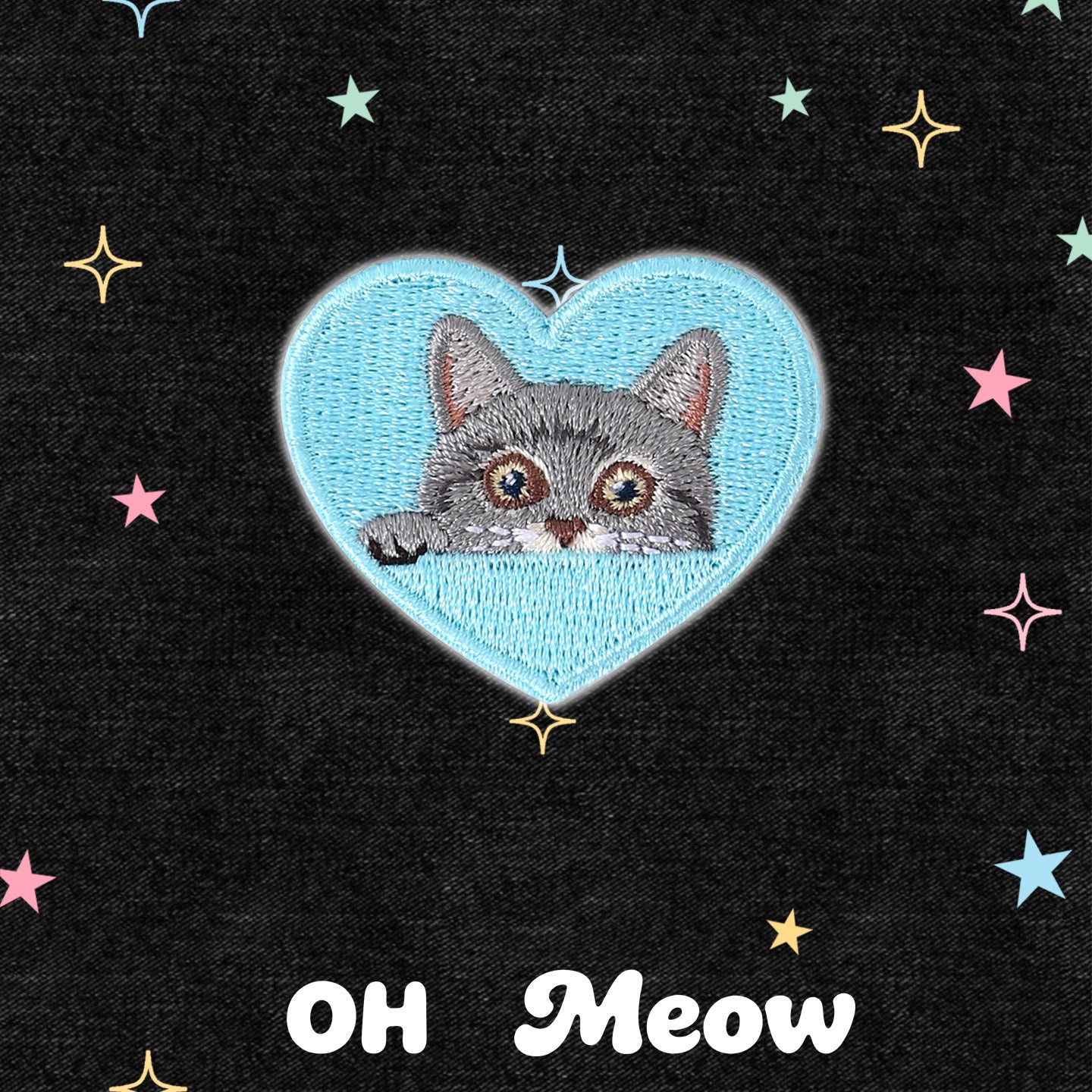 Original Copyright Cute Kitten Embroidery Sticker Self-Adhesive Fabric Patch Sticker