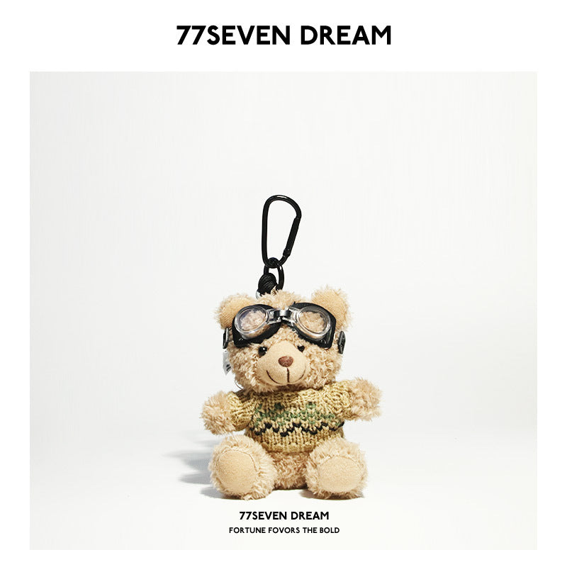 Brown Bear Backpack Pendant Backpack Car Keychain Plush Doll Junior High School Girls Small Accessories Gift Trendy