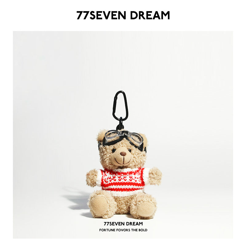 Brown Bear Backpack Pendant Backpack Car Keychain Plush Doll Junior High School Girls Small Accessories Gift Trendy