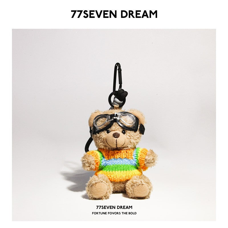 Brown Bear Backpack Pendant Backpack Car Keychain Plush Doll Junior High School Girls Small Accessories Gift Trendy