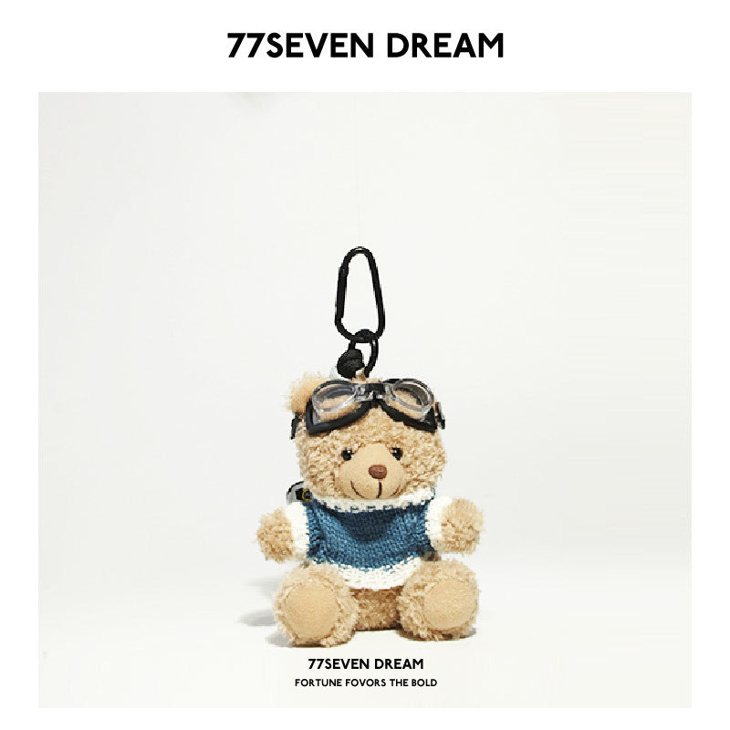 Brown Bear Backpack Pendant Backpack Car Keychain Plush Doll Junior High School Girls Small Accessories Gift Trendy